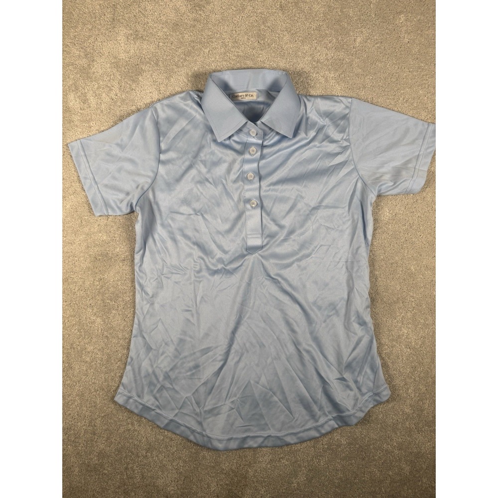 Collars & Co Womens Light Blue‎ Dress Collar Polo Shirt Top Small Professional